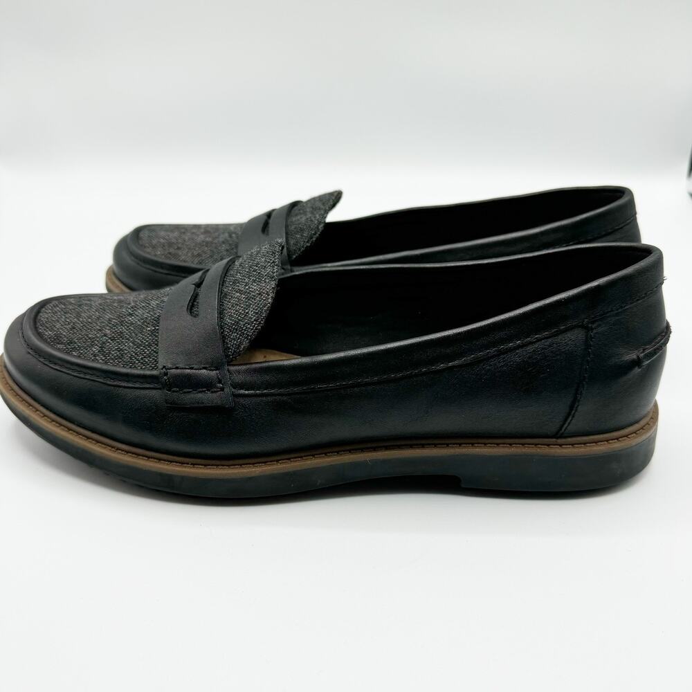 Clarks Collection Black Tweed Penny Loafer Raisie Eletta Soft Cushion Size 9.5 - Picture 2 of 9